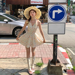 Aiertu 2024 Summer Sweet Y2k Mini Dress Women Casual Sleeveless Dot Short Party Dress Beach Style One Piece Dress Korean Fashion Chic Aiertu