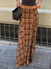 AIERTU  -  Culottes Pants High Waist Multi Button Wide Leg Cropped Trousers Solid Brown Vintage Streetwear Ladies PU Pants Aiertu