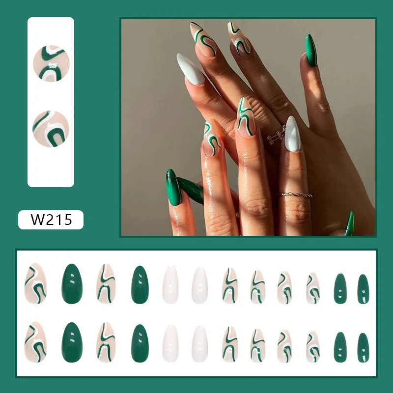 Aiertu 24pcs/Box Ballerina Nail Tip Purple with Design Manicure Patches Fresh Floral Almond False Nails Press on Med Nails Detachable Aiertu