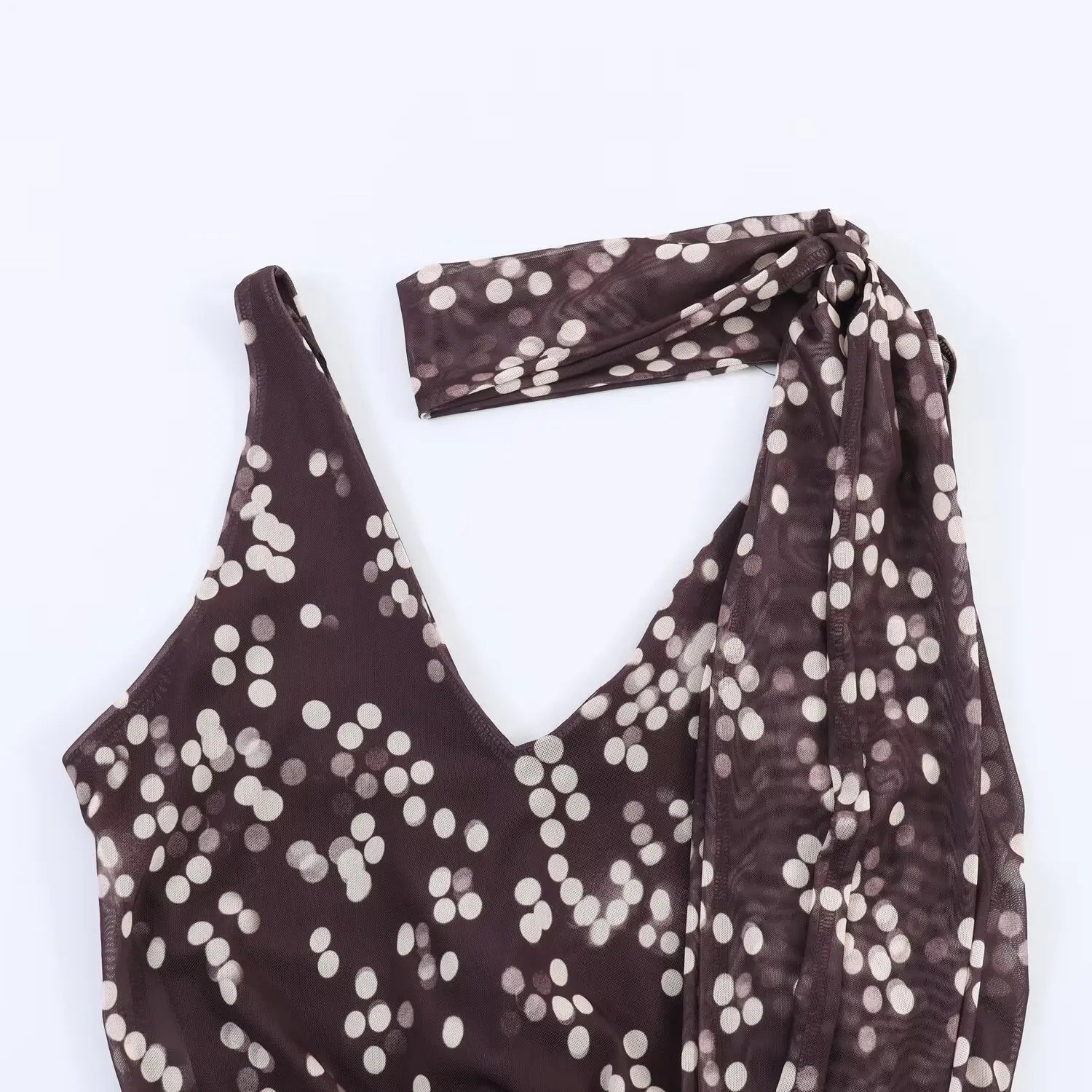 AIERTU  -  New Summer Polka Dot Chiffon Dress Women Sexy V-Neck Sleeveless Scarf Collar Midi Vestidos Elegant Retro Party Prom Sun Dress Aiertu