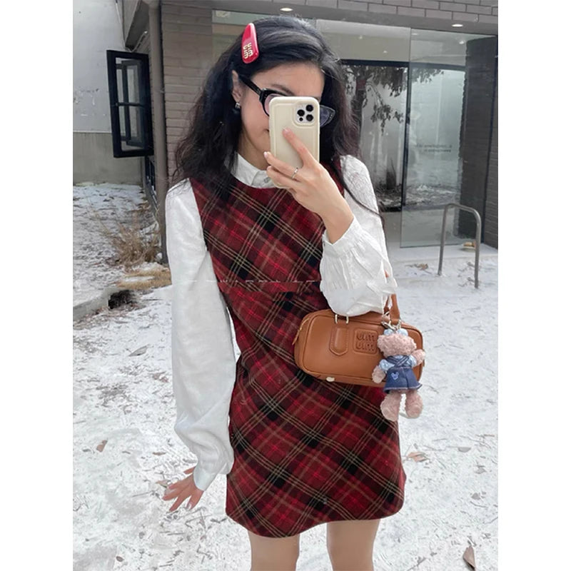 Aiertu Vintage White Shirts Women Japanese Preppy Bandage Long Sleeve Blouses Summer Harajuku Korean Basic Single Breasted Chic Tops Aiertu