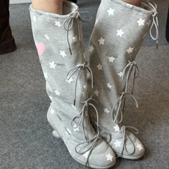 AIERTU  -  Fashion Women Shoes Sweet Style Round Head High Heeled Boots for Woman Exquisite Lace Knee High Boots Designer Shoes Botas Mujer Aiertu