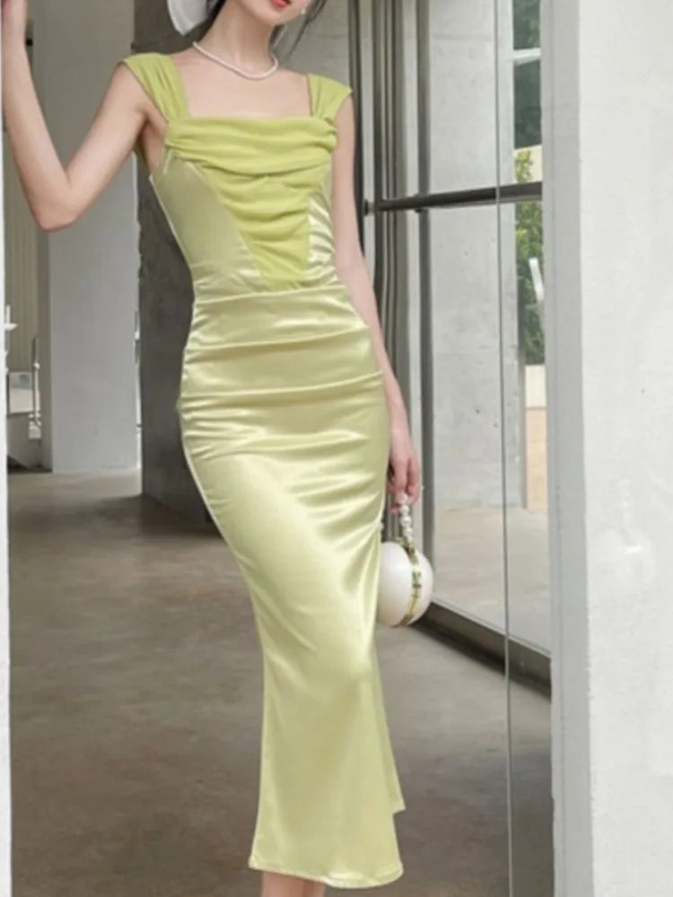 Aiertu Sexy Women Summer Bodycon Slim Party Dress Vintage Sleeveless Elegant One Pieces Prom Long Robe Female Fashion Vestidos Mujers Aiertu