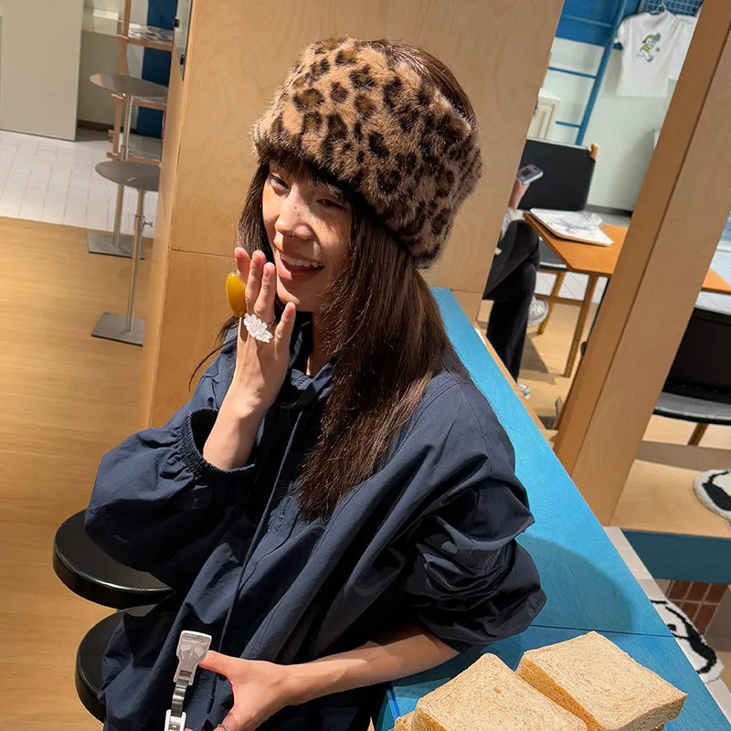 AIERTU  -  Hat Hairband Imitation Mink Fur Warm Headband Leopard Print Soft Retro Spicy Girl With A Fashionable Personality Wide Headband Aiertu