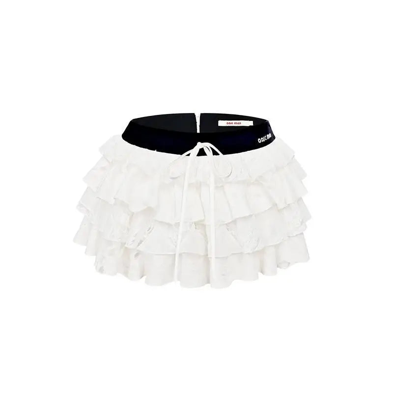 Aiertu Cuquette Y2k Ruffles Kawaii Cute Cake White Mini Skirt Hotsweet Mall Gorh Gothic E-girls Emo Skirts 2024 Spring Summer Aiertu