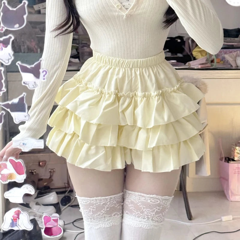 Aiertu Summer 2000s Kawaii Sweet Cake Skirts Casual Sweet High Waist Y2k Mini Skirts Women Japanese Style Fashion Slim Shorts Hot Gilrs Aiertu