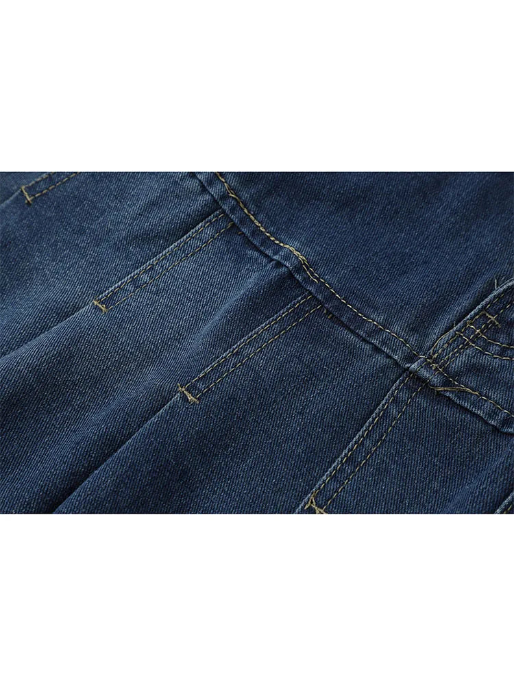 Aiertu Y2k High Waist Denim Mini Pleated Skirts With Belt Women Summer Fashion Retro A Line Skirt Korean Ins Female Casual Skirts Aiertu