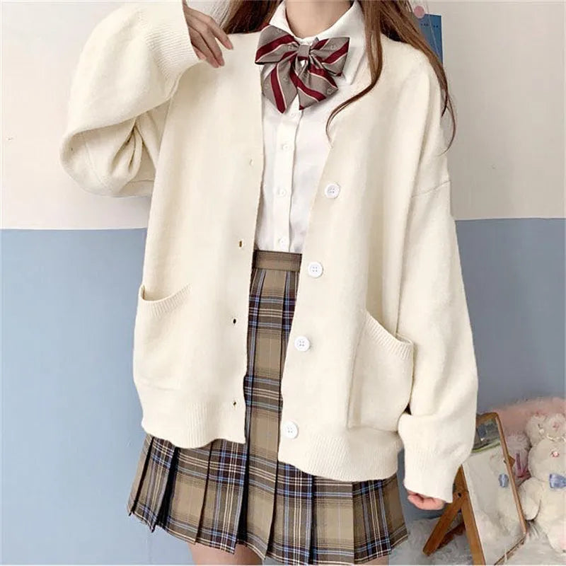 AIERTU  -  Girly Knitted Sweater Cardigan Long-sleeved Jacket College Style Autumn and Winter Sweater Women Aiertu