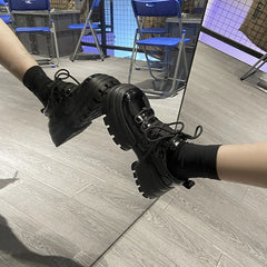 Aiertu Ladies British Casual Sport Leather Shoe Autumn New Big Head Muffin Small Leather Shoe Female Japanese College Style Single Shoe Aiertu