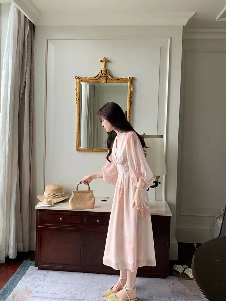Aiertu French Style Women Fashion Elegant Casual Midi Party Dress Vintage Chic A-Line Prom Birthday Clothes Female Summer Vestidos New Aiertu