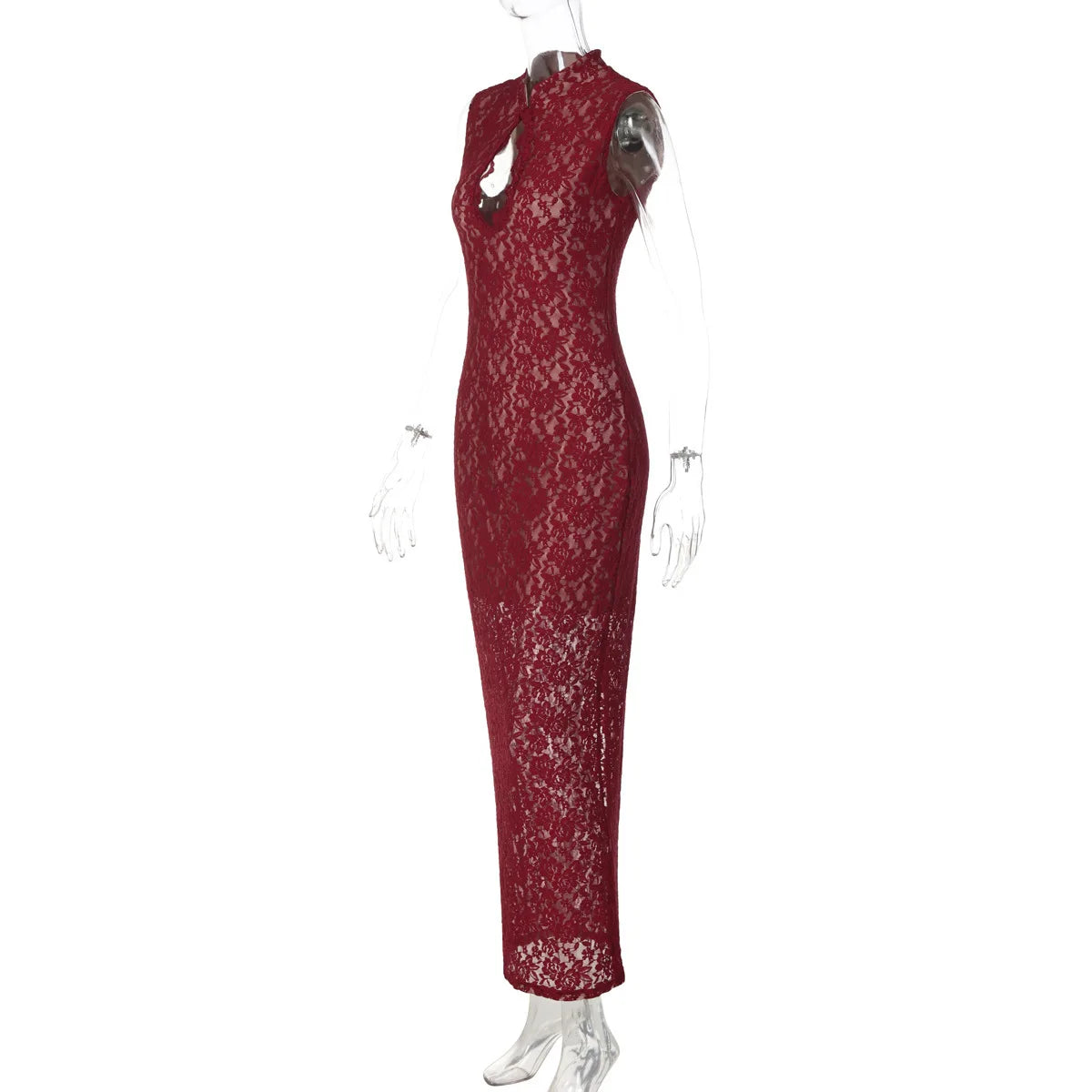 AIERTU  -  Hollow Lace Sleeveless Dress New Sexy Slim Fit Hip-hugging Slit Skirt Aiertu