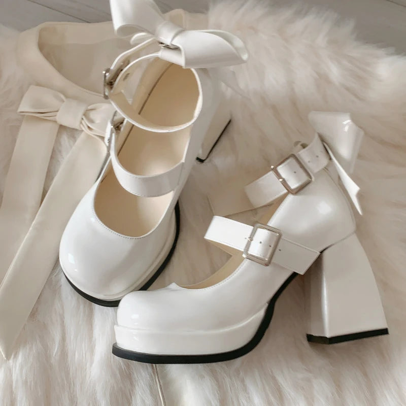 Aiertu Back  to school Platform High Heel Women Mary Jane Shoes Fashion Shallow Butterfly-knot Autumn Ladies Dancing Party Prom Pumps Aiertu
