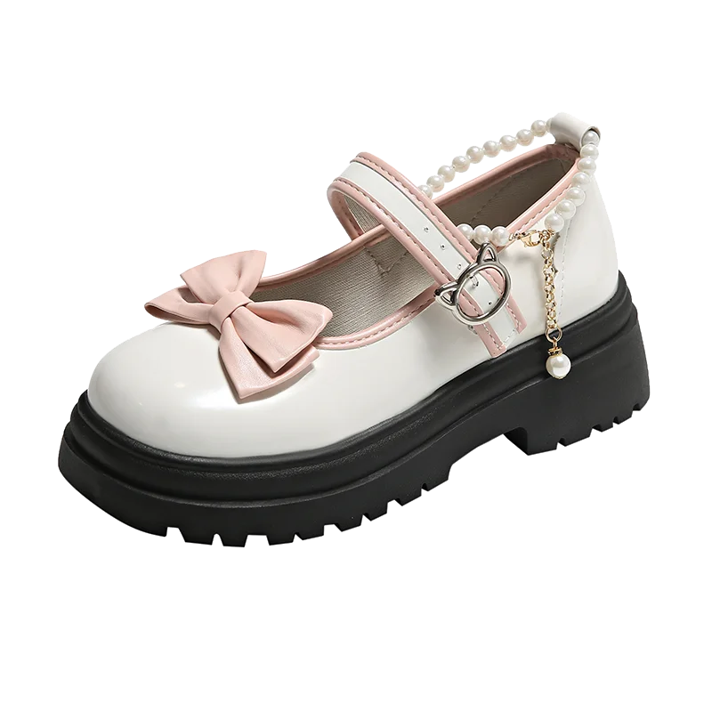Aiertu Summer Female Shoes Fashion Mary Jane Shoes Round Head Band Heel Shoes Women Bow Pearl Square Heel Low-top Pumps Aiertu