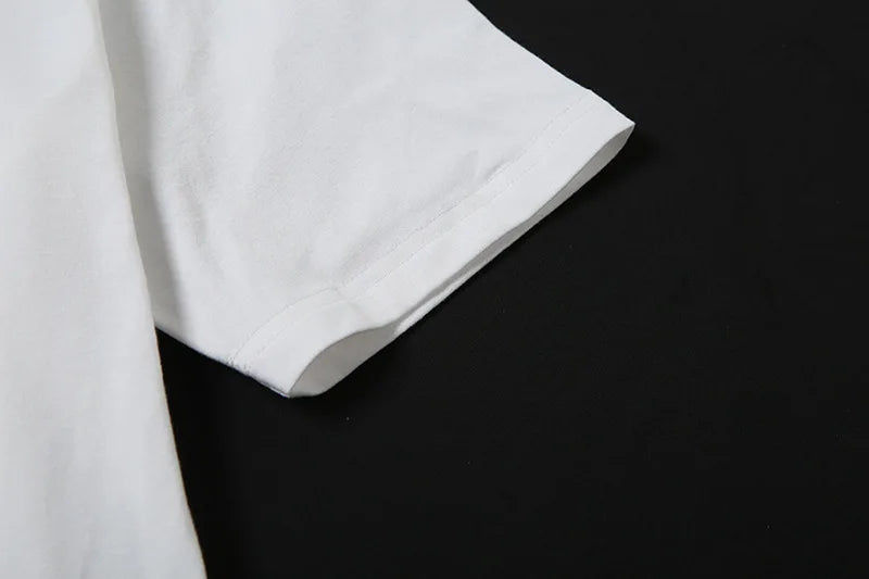 AIERTU  -  Women T-shirt Slanted Neck Loose Letter Print Pattern Solid Color Simple Fashion Daily Leisure Versatile Short Sleeve Top Aiertu