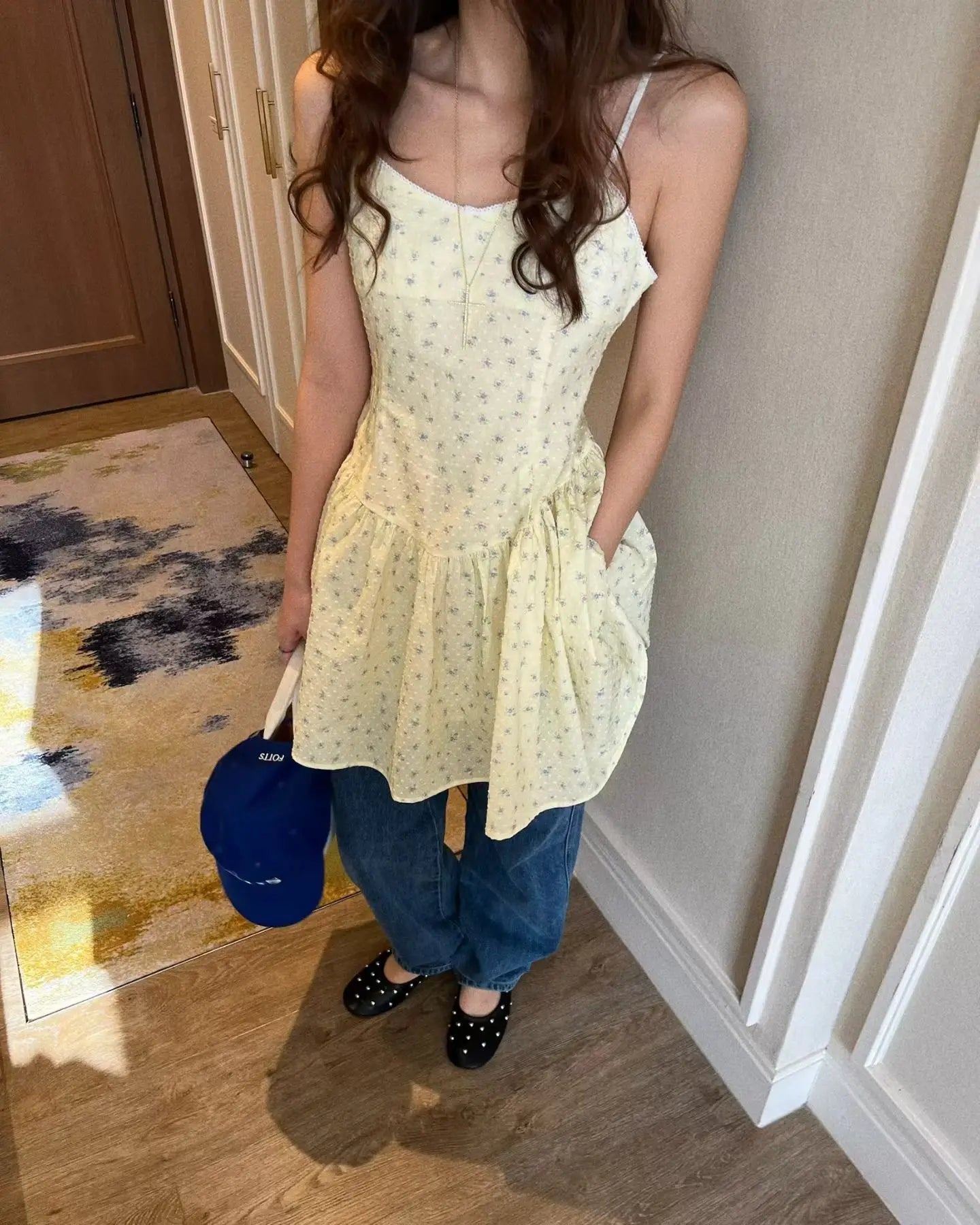 AIERTU  -  Summer Fashionable Korean Style Floral Print Slimming Dress Versatile Streetwear Casual Princess Skirt Sleeveless Dress Aiertu