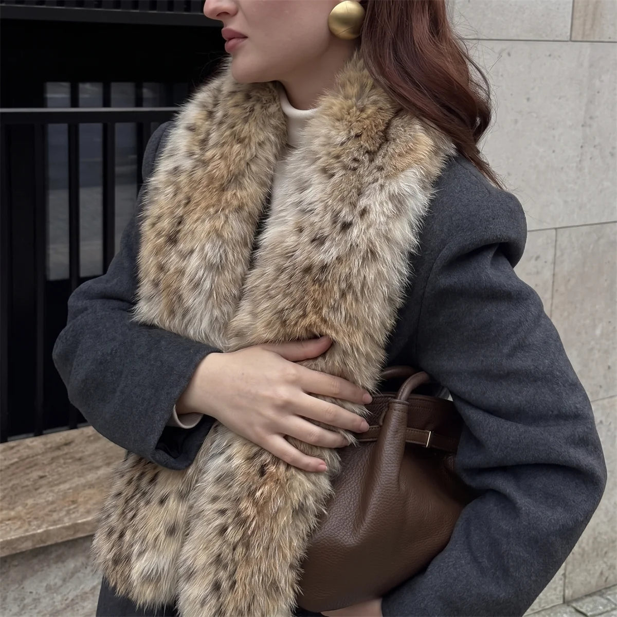 AIERTU  -  Women Faux Fur Scarf Fluffy Warm Animal Print Neck Collar Winter Luxury Plush Scarves for Coat Streetwear Outfit Festival Gifts Aiertu