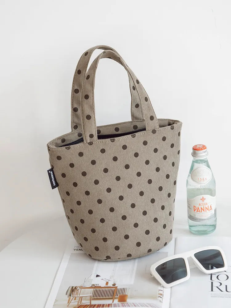 AIERTU  -  Bucket Handbag New Corduroy Polka Dot Fabric Bag Casual Versatile Women's Office Handbags Aiertu