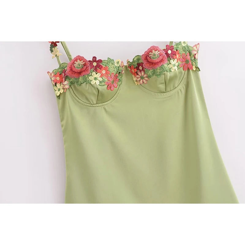 Aiertu New Fashion Women Floral Embroidery Sling Mini Sexy Dresses Summer Party Robe Aiertu