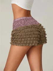 AIERTU  -  Women Summer Shorts Elastic Waist Layered Ruffle Lace Shorts Casual Club Party Short Pants Y2K Aesthetic Aiertu