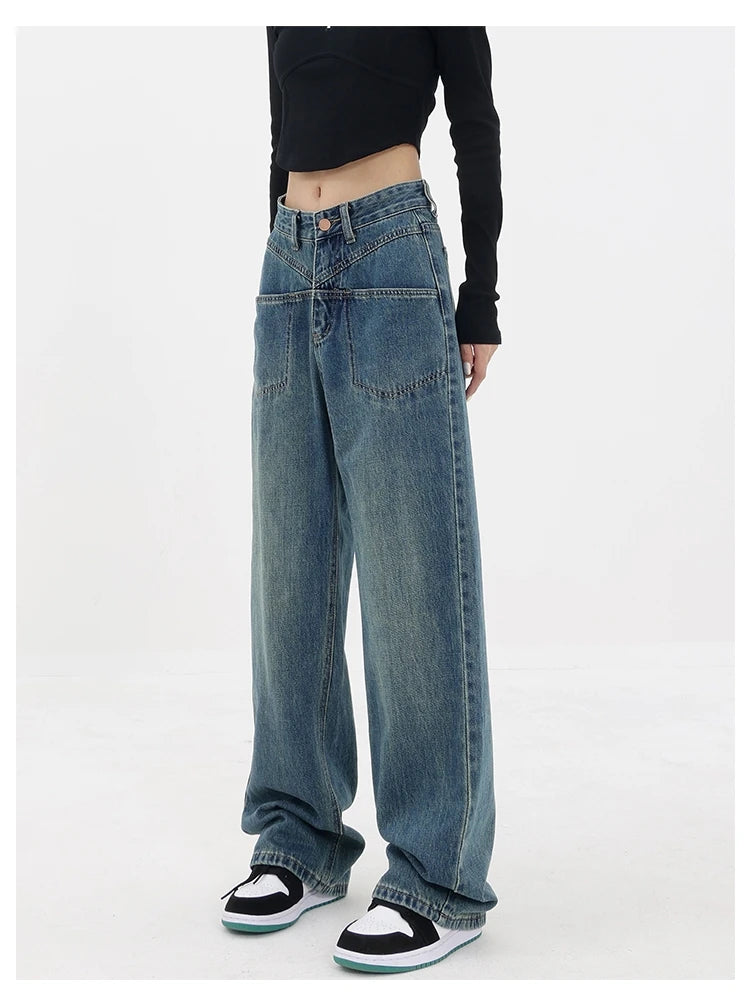 Aiertu Baddie Baggy Wide Leg Boyfriend Jeans Aiertu