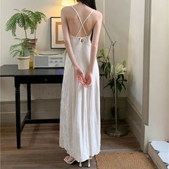 AIERTU  -  Women Dress New Chinese Style Patterned Chest Bead Hollow Out Backless Sleeveless High Waist Slim Vacation Sling Long Dresses Aiertu