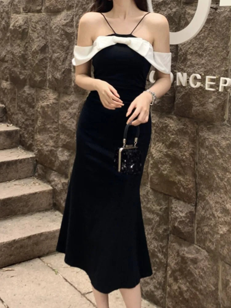 Aiertu New French Style Women Bodycon Midi Party Summer Dress Halter Sleeveless Slim Sexy Evening Party Club Robe Female Black Vestidos Aiertu