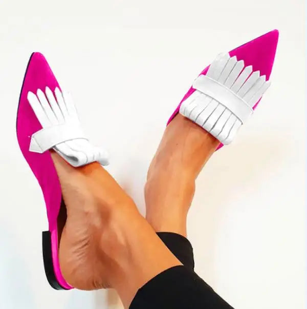 Aiertu Pointed Toe Big Size Shoes Woman Casual Female Sneakers Low Heels Flats Fringe Large Size Dress New Tassel Scandals Lace-Up Slip Aiertu