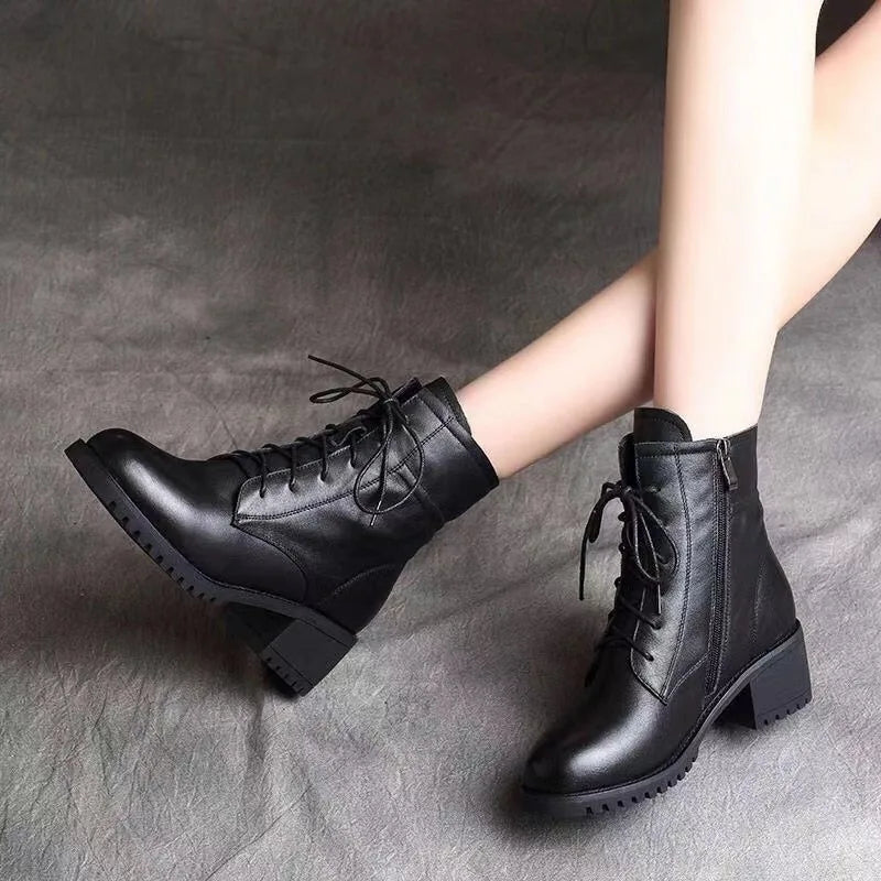 2024 High Quality Ladies Shoes Side Zipper Women's Boots Fashion Cross-tied Modern Boots Women Hot Sale Plus Size Ankle Boots Aiertu