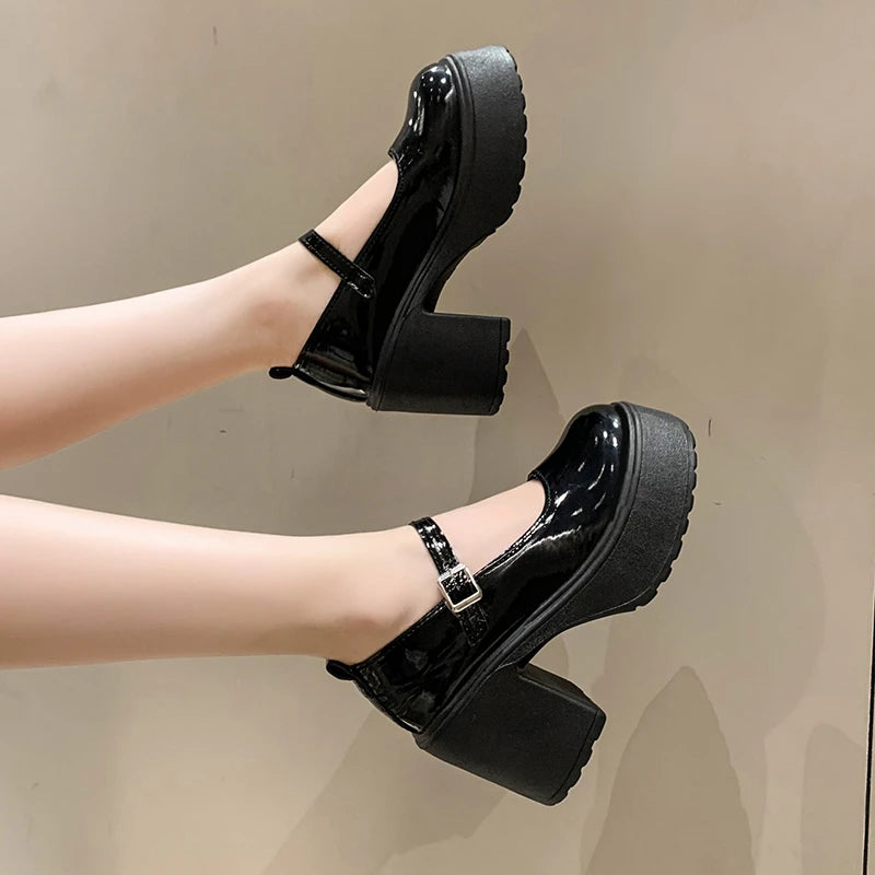 Aiertu Back  to school Fashion White Chunky Platform High Heels Women's 2024 New Fall/winter Mary Jane Shoes Aiertu