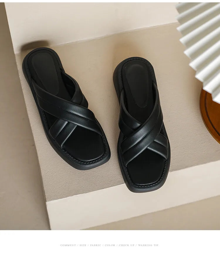 Aiertu NEW Summer Women Shoes Superfine fiber Platform Sandals Thick Heel Shoes Women Wedges Straw Braided Sandals Concise Women Slides Aiertu