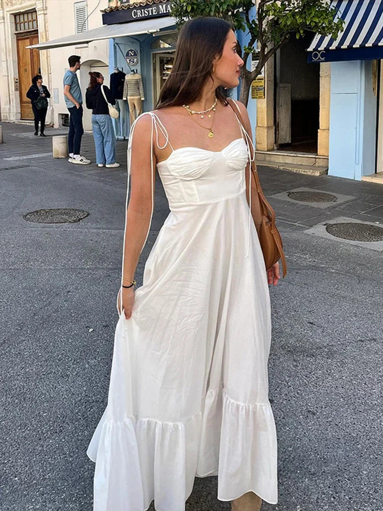 Aiertu Sexy Long Sling Dresses Women Fashion Spring Summer Sleeveless Backless Beach Mixi Dress Female Sweet A-line Dresses Streetwear Aiertu