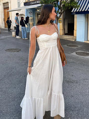 Aiertu Sexy Long Sling Dresses Women Fashion Spring Summer Sleeveless Backless Beach Mixi Dress Female Sweet A-line Dresses Streetwear Aiertu