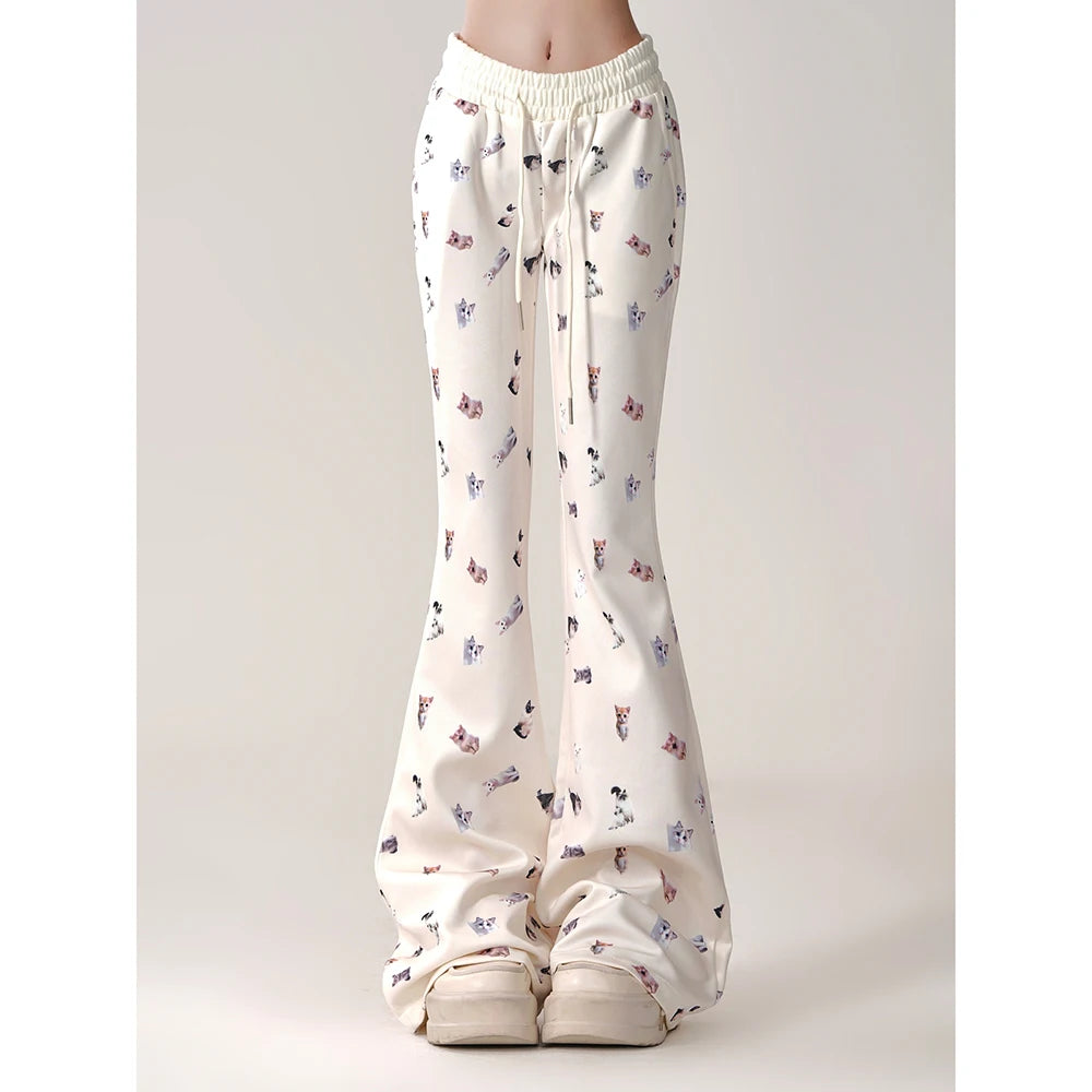 Aiertu Cat print slim casual pants Aiertu