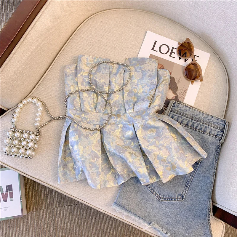 Aiertu Women Pink Crop Top Vest Y2k Sleeveless Off Shoulder Tank Tops Vintage Fashion Off Shoulder Summer Kawaii Camisole Clothes 2024 Aiertu