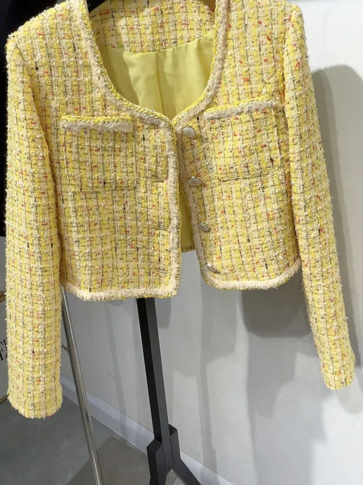 Aiertu Spring New French Design Fashion Sweet Tweed Jacket Women Luxury Woolen Short Coats Outwear Aiertu