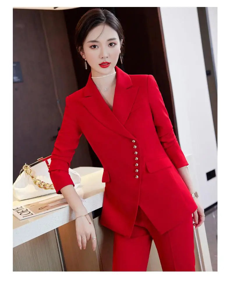 Aiertu Korean Fashion Women's Red Professional Blazer Coat New Black Long Sleeve Single Breasted Suit Jackets Female Autumn Winter Aiertu