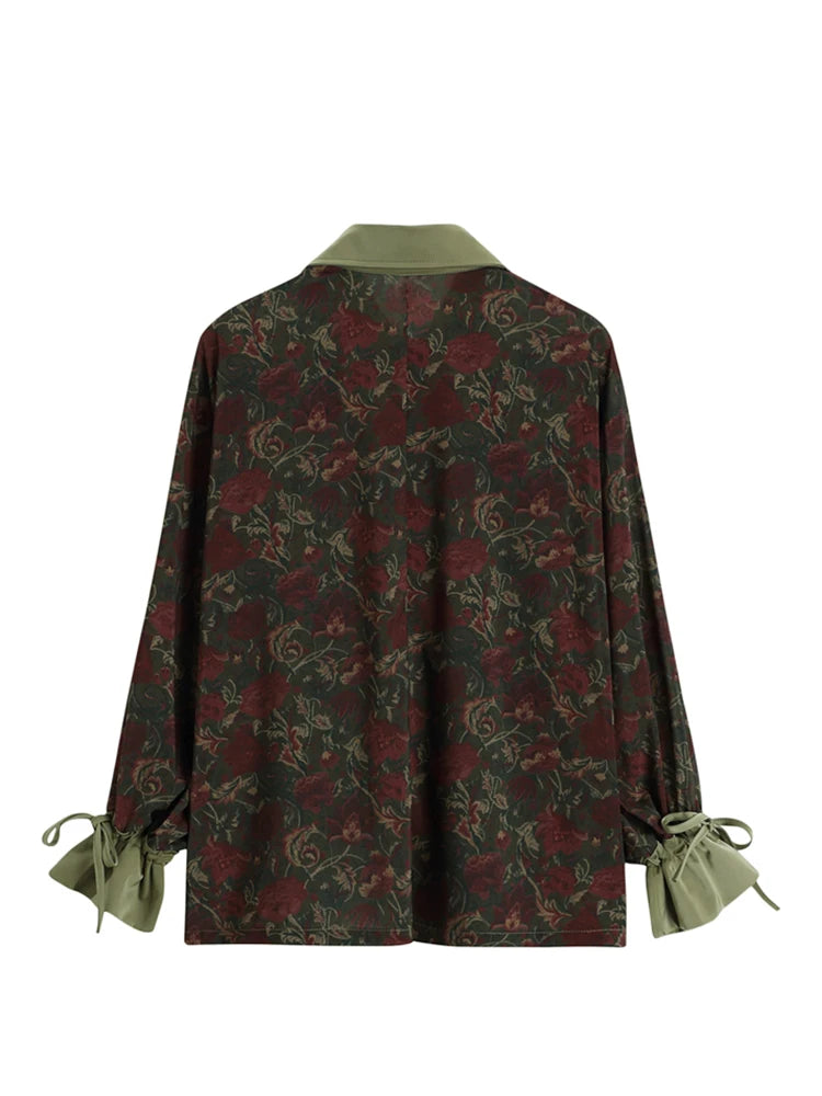Aiertu Autumn Vintage Style Floral Printing Loose Women's Blouse Shirt Korean Casual Long Sleeve Ladies Button Blouses Female Tops Aiertu