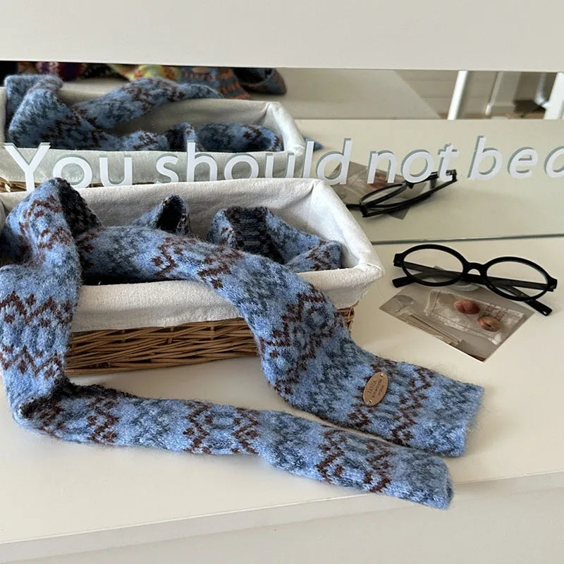 AIERTU  -  Women's Winter Scarf Sweet Warm Fel Island Style Knitted Wool Scarf High End Retro Thickened Warm Woolen Scarf Fashion Scarf Aiertu