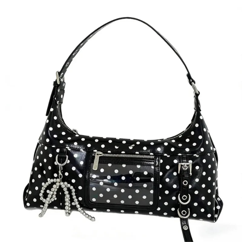 AIERTU  -  New Color-Block Polka Dot Underarm Bag White Transparent Outer Bag Design Women's Large Capacity Single Shoulder Crossbody Bag Aiertu