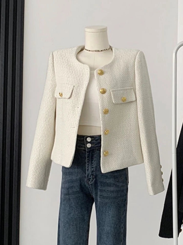 Aiertu High Quality Fashion Small Fragrance Tweed Jacket Coat Women Korean Elegant Coats 2023 New Spring French Vintage Outerwear Top Aiertu