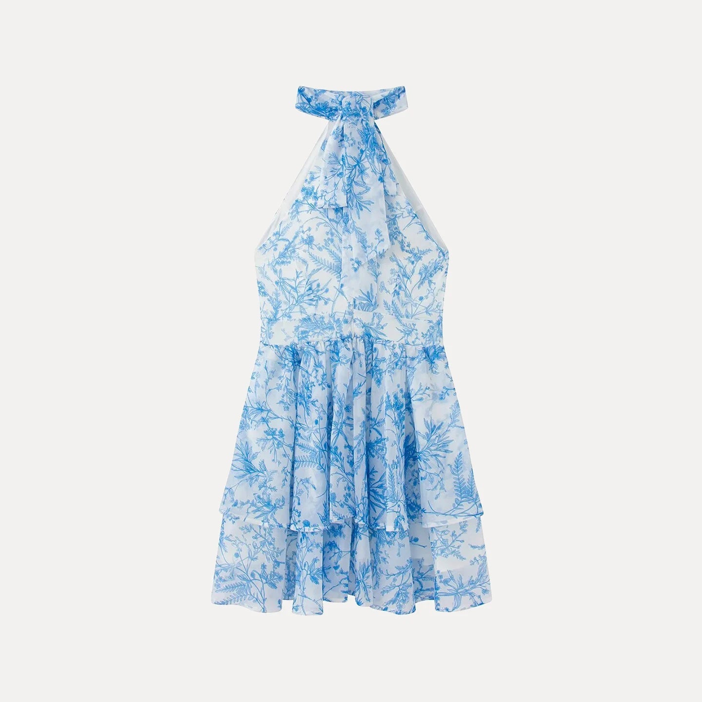 AIERTU  -  Elegant Printed Summer Dress New Style Women's Fashion Neck Hanging Belted Sleeveless Gown for Daily Wear Aiertu