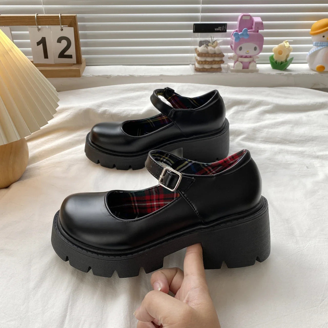 Aiertu Back  to school Spring/autumn Mid Heel Loafers Square Heel Round Toe 2024 High Quality Women's Shoes Buckle Strap Shallow Solid Fashion Pumps Aiertu