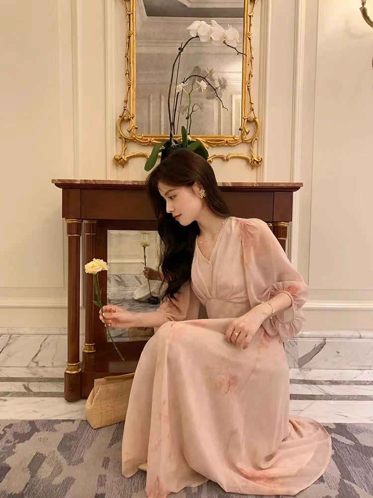 Aiertu French Style Women Fashion Elegant Casual Midi Party Dress Vintage Chic A-Line Prom Birthday Clothes Female Summer Vestidos New Aiertu