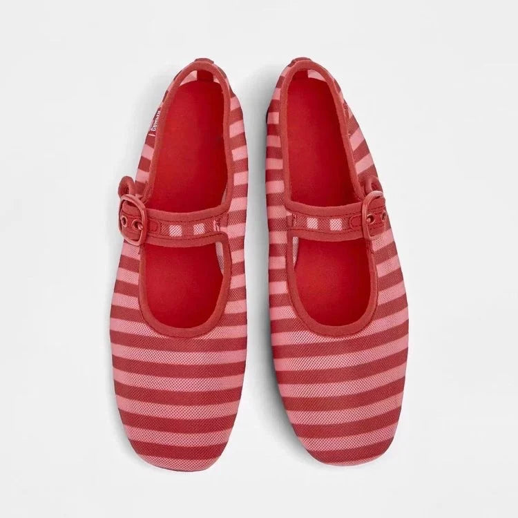AIERTU  -  Spring Summer Women's Plaid Mesh Mary Jane Shoes Round Toe Slip on Ballet Flats Breathable Casual Shoes for Daily Party Aiertu