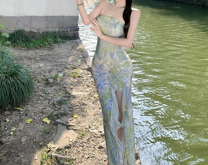 AIERTU  -  Retro High-end Banquet Dress Cheongsam New Chinese Temperament Floral Beautiful Top Dress Women Aiertu
