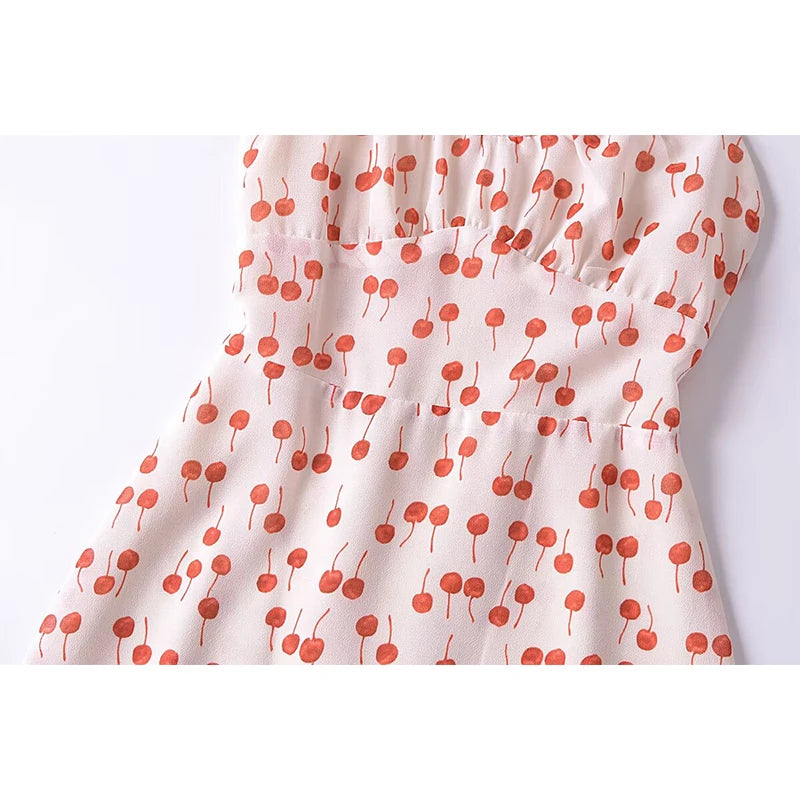 Aiertu 2024 Women French Vintage Floral Print Sling Mini Dress Sexy Sleeveless V Neck Female Holiday Summer Dresses Aiertu