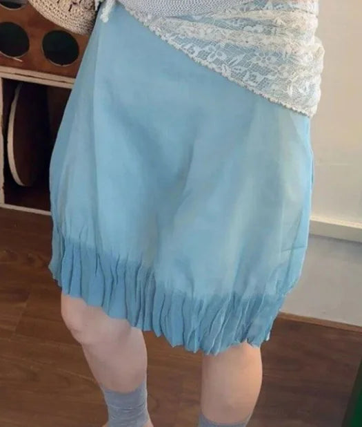 AIERTU  -  Candy Color Positioning Wrinkle Versatile Fit Side Zipper Double Tier Skirt Aiertu