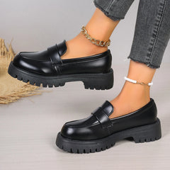 Women Platform Vintage Shoes Black Oxford Shoes Autumn Vintage Bronze PU Leather Loafers Women Fashion Female Thick Sole Shoes Aiertu