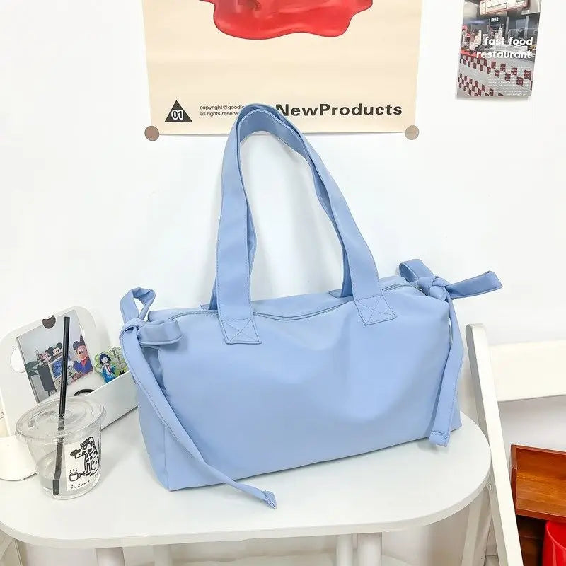 AIERTU  -  Ins Niche Hand-held Shoulder Bag Solid Color Large Capacity Student Versatile Pleated Tote Bags Aiertu