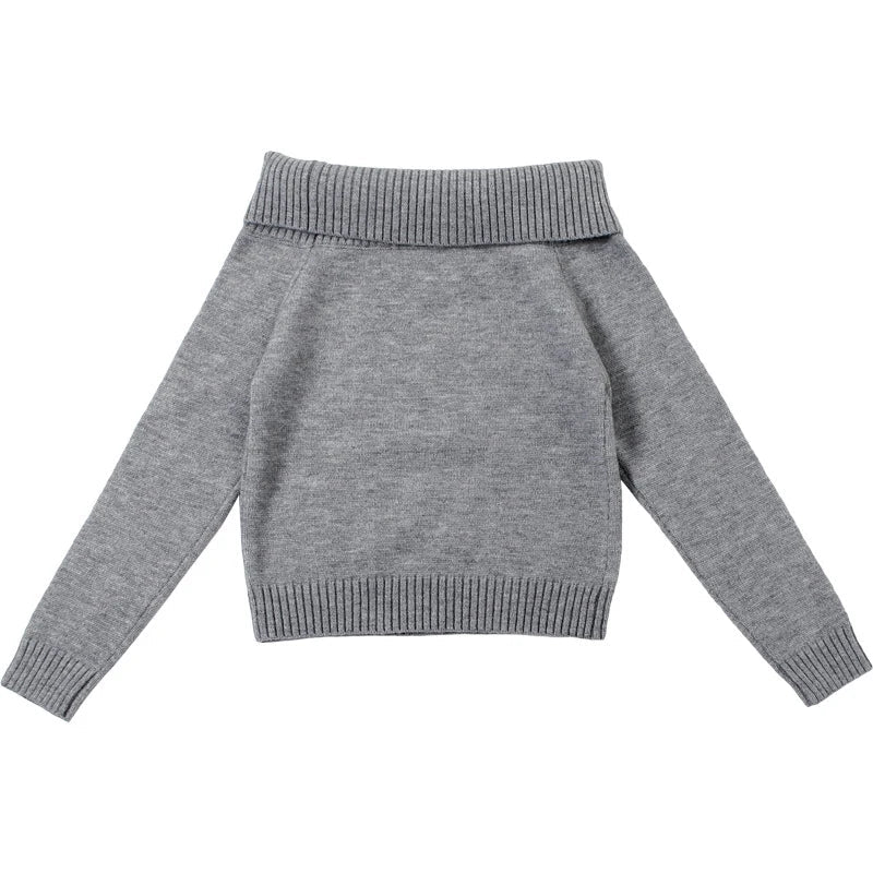 AIERTU  -  Knitted Clothing Two Piece Sets Off Shoulder Long Sleeve Sweater+Elastic Tight High Waist Shorts for Women Street Outfits Aiertu